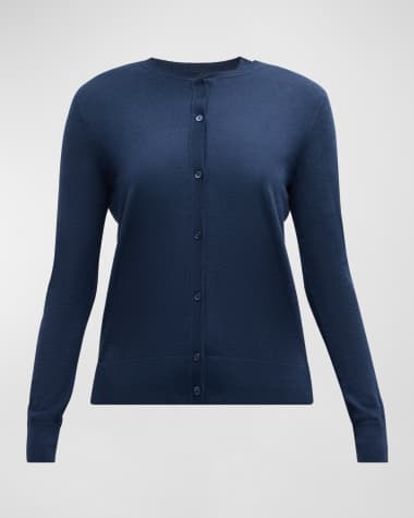 Neiman Marcus Cashmere Collection Cashmere Crewneck Cardigan