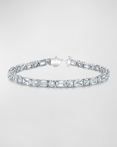 Neiman Marcus Diamonds 18K Gold East-West Alternating Prong-Set Diamond Bracelet, 12.60tcw