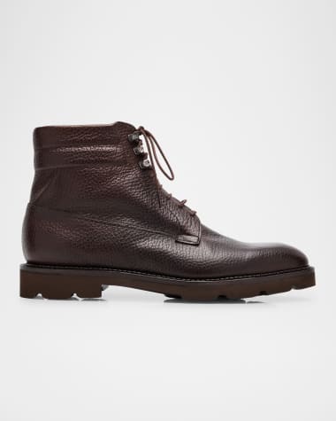 John Lobb Men's Alder Grained Leather Hiking Boots
