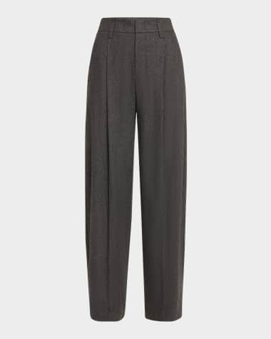 Vince Wide-Leg Herringbone Trousers