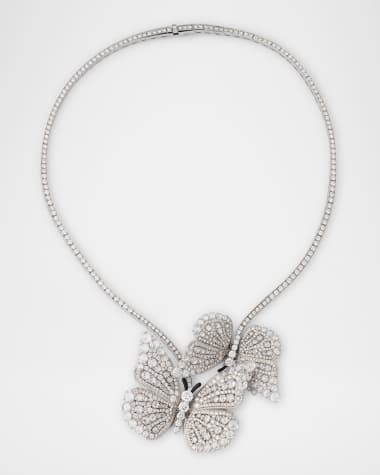 Staurino Couture Diamond Butterfly Necklace in 18K White Gold