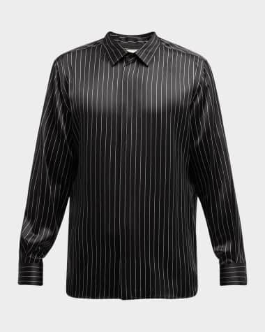 Saint Laurent Men's Striped Silk Dress Shirt
