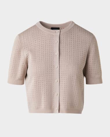 Akris Crop Ajoure Knit Cardigan