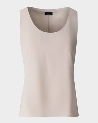 Akris Scoop-Neck Silk Georgette Tank Top