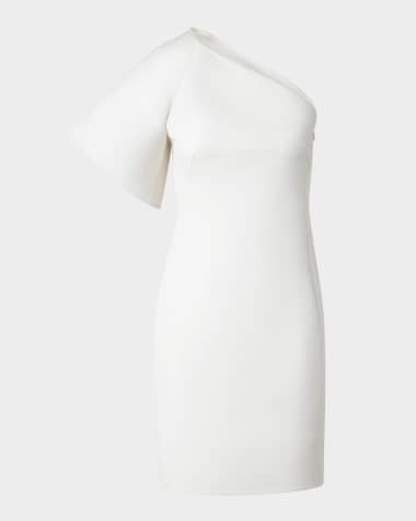 Akris One-Shoulder Structured-Sleeve Mini Dress