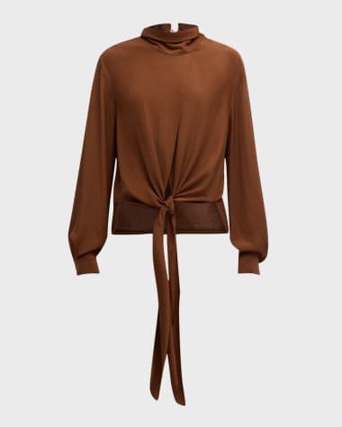RECTO Flowing Twill Wrap Blouse