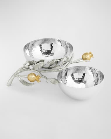 Michael Aram Pomegranate Silver & Gold Double Bowl