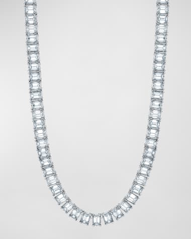 Neiman Marcus Diamonds x Danielle Klein 18K Gold 16" North South Prong Set Emerald-Cut Diamond Tennis Necklace, 17.90tcw
