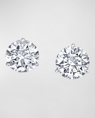 Neiman Marcus Diamonds x Danielle Klein 18K White Gold 3-Prong Diamond Martini Stud Earrings, 6tcw, 0.35"L / 0.35"W