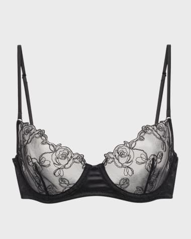 Kiki De Montparnasse La Rose Floral-Embroidered Demi Bra
