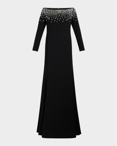 Marina Rinaldi Plus Size Pedina Off-Shoulder Crystal Gown