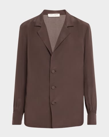 Saint Laurent Crepe de Chine Button Down Pajama Shirt