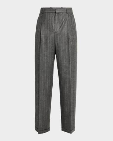 Saint Laurent Men's Wool Relaxed Fit Single-Pleated Trousers