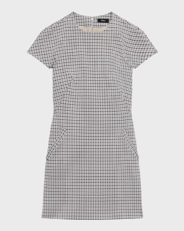 Theory Dolman Short-Sleeve Houndstooth Mini Dress