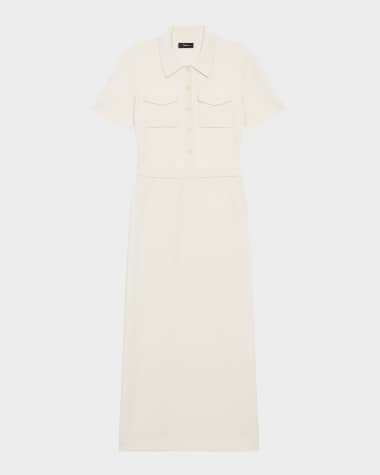 Theory Admiral Crepe Short-Sleeve Utility Midi Dress