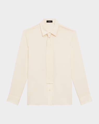 Theory Modern Silk Georgette Neck-Tie Shirt