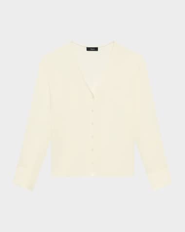 Theory Modern Silk Georgette Cardigan Blouse