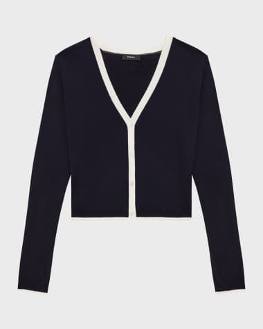 Theory Neo Bering Tipped Wool-Blend Cardigan