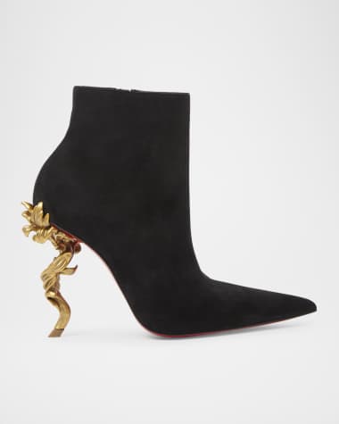 Christian Louboutin Belle Suede Red Sole Ankle Booties