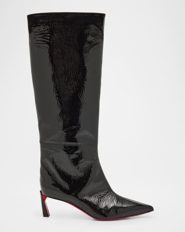 Christian Louboutin Patent Leather Red Sole Tall Boots