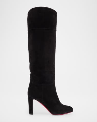 Christian Louboutin Loo Suede Red Sole Knee Boots