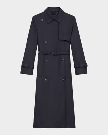 Theory Double-Breasted Wool-Blend Trench Coat