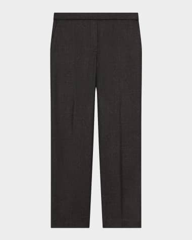 Theory Treeca Virgin Wool Flannel Cropped Pull-On Pants