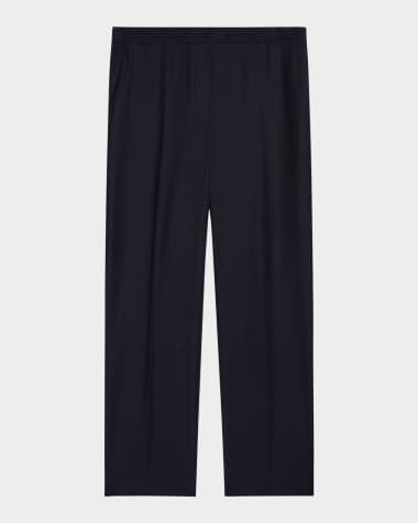 Theory Treeca Virgin Wool Flannel Cropped Pull-On Pants