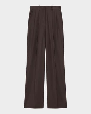 Theory Flannel Double-Pleat Pants