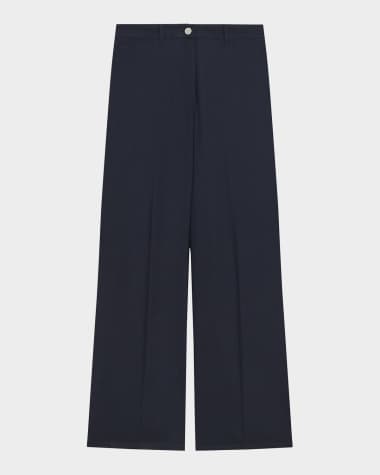 Theory Flannel Relaxed Straight-Leg Pants