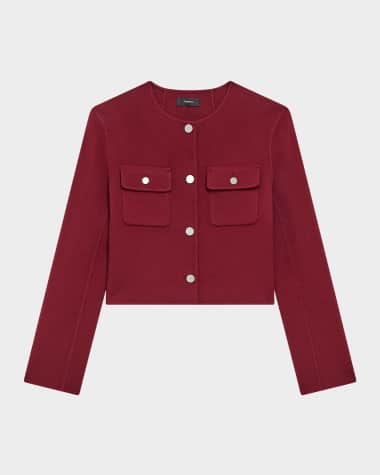 Theory Wool and Cashmere Cropped Cardigan Jacket