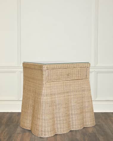 Worlds Away Giselle Rattan Side Table