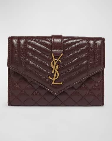 Saint Laurent Small YSL Envelope Flap Wallet in Quilted Leather