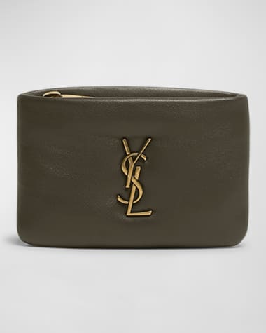 Saint Laurent YSL Zip Card Holder in Plonge Leather