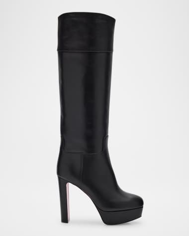 Christian Louboutin Loo Leather Red Sole Knee Boots