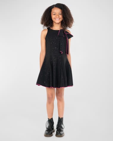 Zoe Girl's Carolina Glittery Dress W/ Bow, Size 7-16