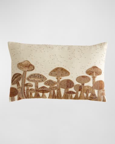Jonathan Adler Botanist Mushrooms Beaded Pillow, 12" x 20"
