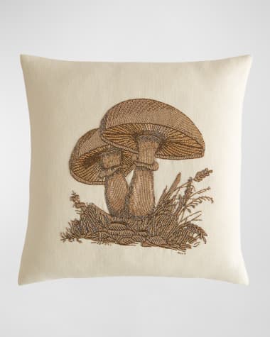 Jonathan Adler Botanist Mushrooms Beaded Pillow, 22" Square