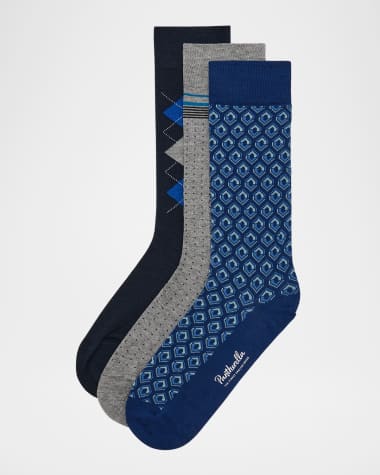 Pantherella Men's Locke Barfield Beckford 3-Pack Crew Socks