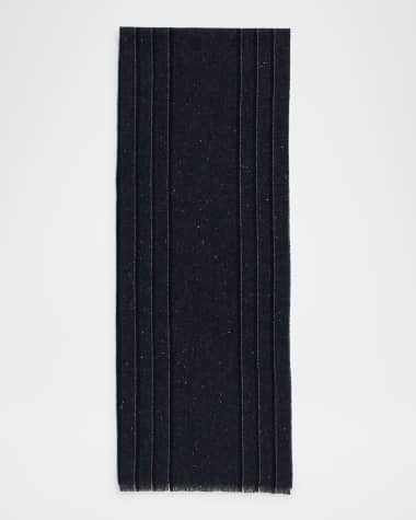 Neiman Marcus Men's Cashmere Donegal Stripe Scarf