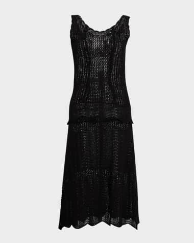 Norma Kamali Crochet Scoop-Neck Tank Dress