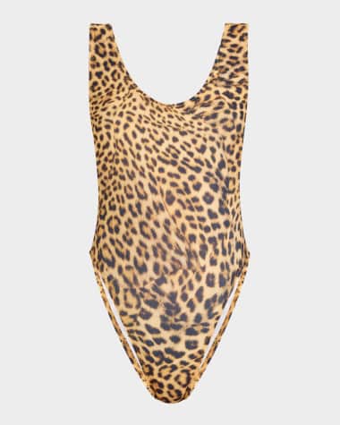 Norma Kamali Cheetah Patch Marissa One-Piece Swimsuit