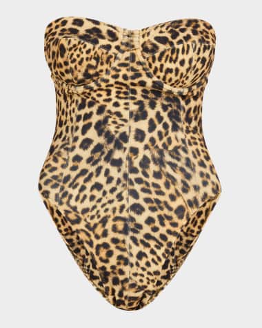 Norma Kamali Leopard Corset One-Piece Swimsuit