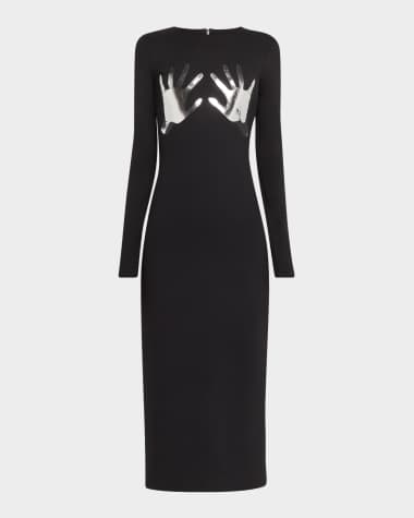 AREA Handprint Body-Con Midi Dress