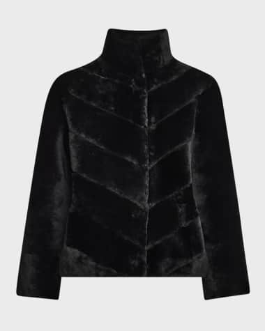 Gorski Reversible Chevron Lamb Shearling Jacket With Horizontal Sleeve