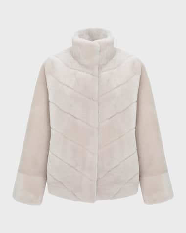 Gorski Reversible Chevron Lamb Shearling Jacket With Horizontal Sleeve