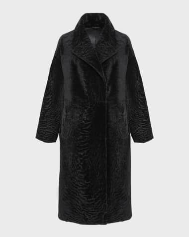 Gorski Reversible Textured Lamb Shearling Long Coat