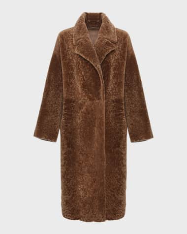 Gorski Reversible Textured Lamb Shearling Long Coat