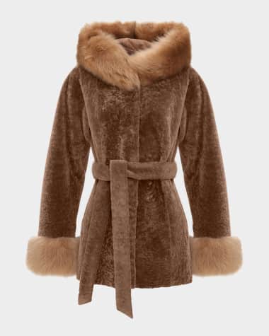 Gorski Belted Lamb Shearling Reversible Parka With Merinillo Lamb Shearling Trim