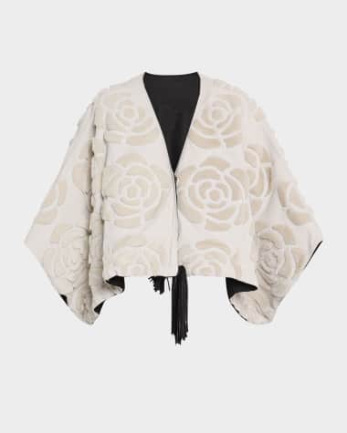 Gorski Select Shearling Lamb Floral Embroidered Reversible Jacket